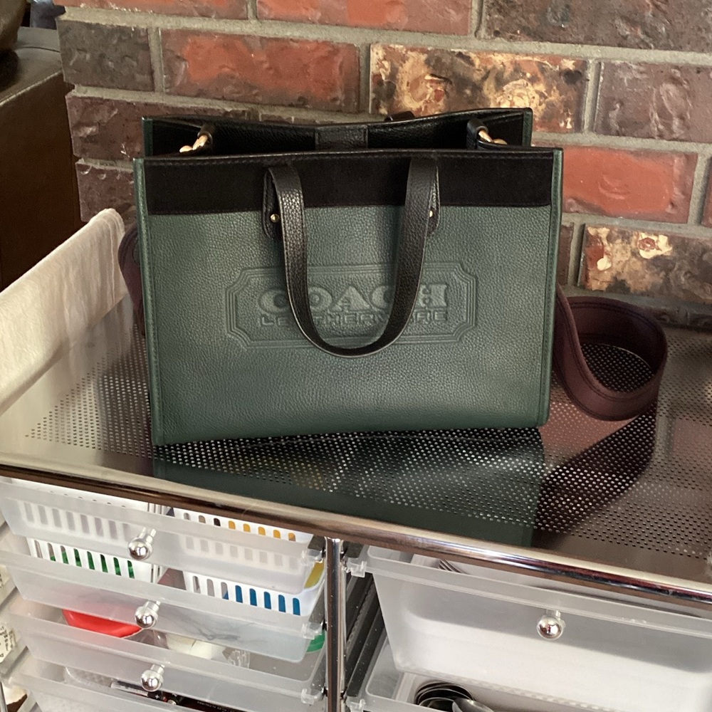 🍀Coach Green and Black Mini Tote Bag